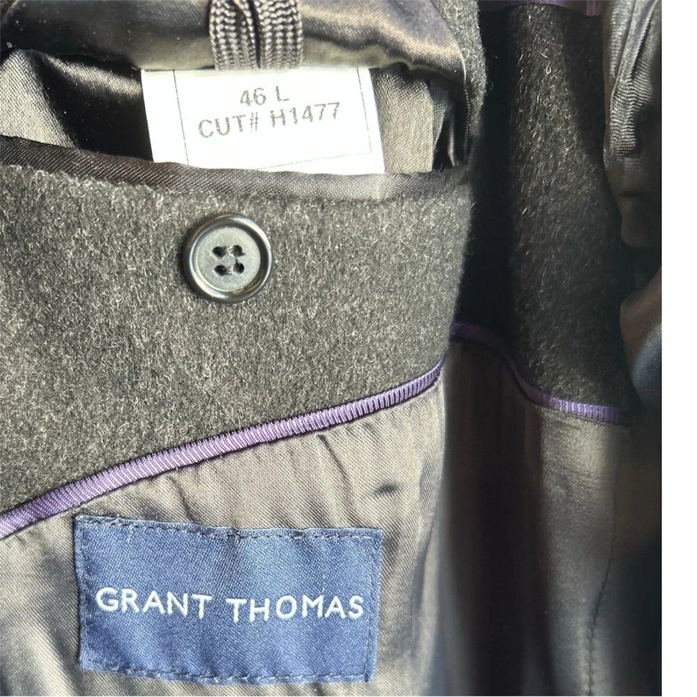 Grant Thomas Lord & Taylor Men's Dark Gray Wool Cashmere Overcoat Size 46L